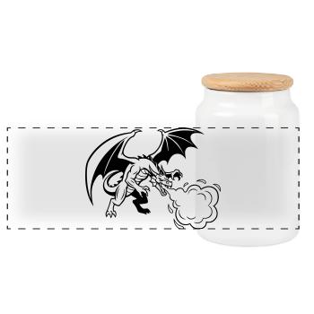 Drache_Drachen_Feuer_Gaming_Vektor - Boîte à biscuits avec couvercle en bois - blanc - Devant