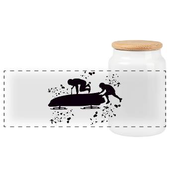 Bobsleigh Two-man Bobsleigh - Panoramic Cookie Jar with Wooden Lid - white - Front