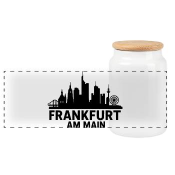 Frankfurt am Main Silhouette - Panorama Keksdose mit Holzdeckel - Weiß - Vorne