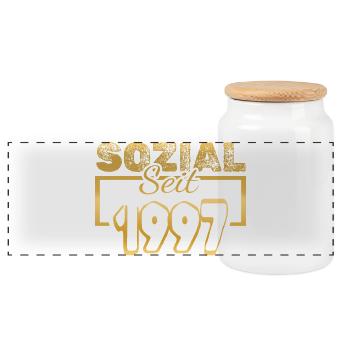 Social 1997 - Boîte à biscuits avec couvercle en bois - blanc - Devant