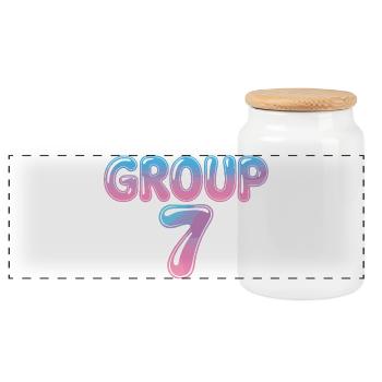 Funny Group 7 67 Meme Halloween Costume - Panoramic Cookie Jar with Wooden Lid - white - Front