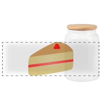 Pastellfarbene Tortenscheibe Himbeere - Panorama Keksdose mit Holzdeckel - Weiß - Vorne