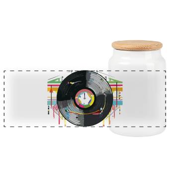Vinyl_3 - Boîte à biscuits avec couvercle en bois - blanc - Devant