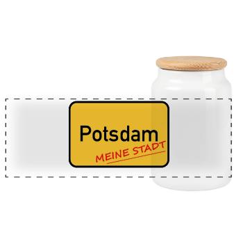 POTSDAM - MEINE STADT - Panorama Keksdose mit Holzdeckel - Weiß - Vorne