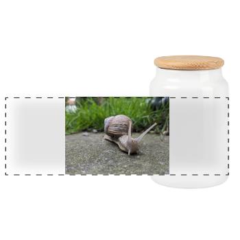 Escargots Macro Natural Design - Boîte à biscuits avec couvercle en bois - blanc - Devant