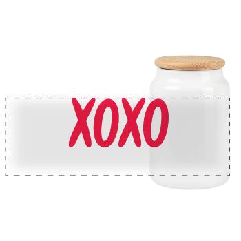 Parents-to-be Valentine's Day Gender Reveal - Panoramic Cookie Jar with Wooden Lid - white - Front