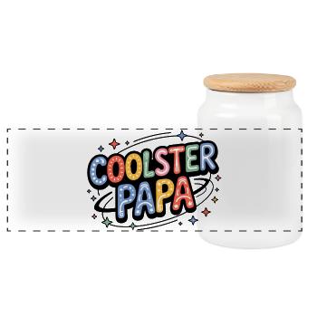 Coolster Papa bunte Retro-Buchstaben - Panorama Keksdose mit Holzdeckel - Weiß - Vorne