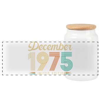 Dezember 1975 Retro Vintage Geburtstagsgeschenk - Panorama Keksdose mit Holzdeckel - Weiß - Vorne