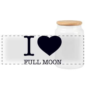I love Full moon Vollmond - Panorama Keksdose mit Holzdeckel - Weiß - Vorne