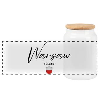 Elegant design Warsaw, Warsaw Poland - Panoramic Cookie Jar with Wooden Lid - white - Front