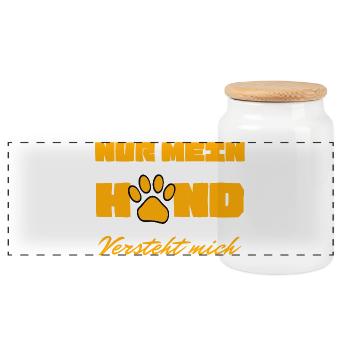 My dog understands me - Panoramic Cookie Jar with Wooden Lid - white - Front