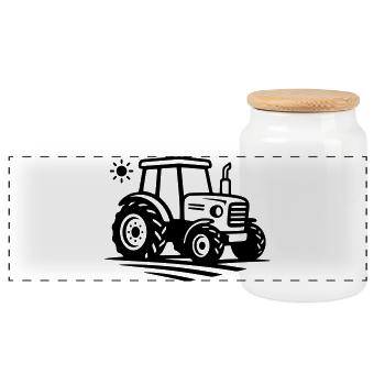 Agriculture & Farm | Tractor Logo - Panoramic Cookie Jar with Wooden Lid - white - Front