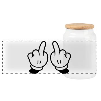 Mittelfinger Hand Frech - Panorama Keksdose mit Holzdeckel - Weiß - Vorne