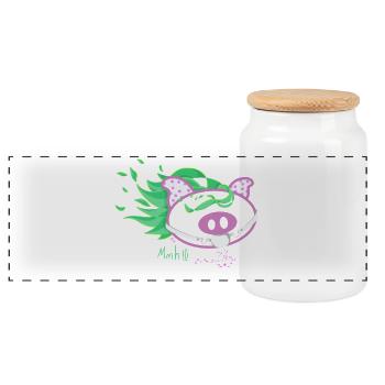 Wild Pop Pig - Panorama Keksdose mit Holzdeckel - Weiß - Vorne