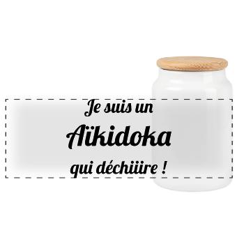 je suis un aïkidoka qui déchire ! Aïkido  - Boîte à biscuits avec couvercle en bois - blanc - Devant