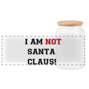 I am not Santa Claus! - Boîte à biscuits avec couvercle en bois - blanc - Devant