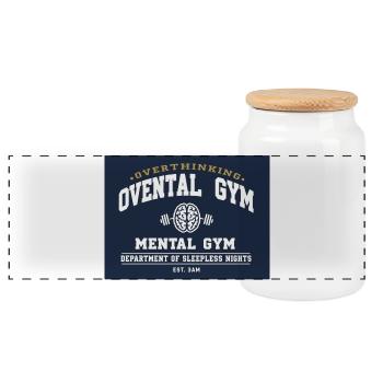 Overthink Gym Mental Gym Tee - Panorama Keksdose mit Holzdeckel - Weiß - Vorne