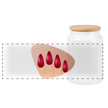 Elegante rote Nägel im Glanz-Look - Panorama Keksdose mit Holzdeckel - Weiß - Vorne