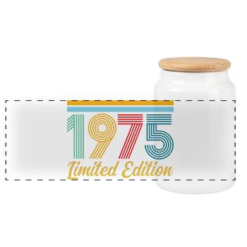 1975 Geburtstag Geboren 1975 Vintage-Retro-Geschenk - Panorama Keksdose mit Holzdeckel - Weiß - Vorne