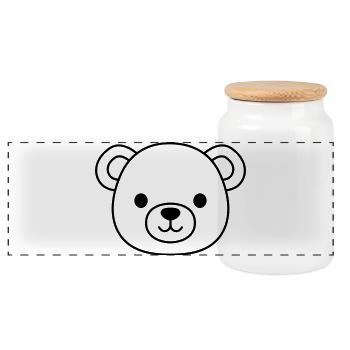 Teddy Bear Face - Panoramic Cookie Jar with Wooden Lid - white - Front