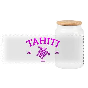 Tahiti - Tortue - Polynésie française - Schildkröte - Boîte à biscuits avec couvercle en bois - blanc - Devant