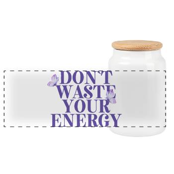 Dont Waste Your Energy - Panorama Keksdose mit Holzdeckel - Weiß - Vorne