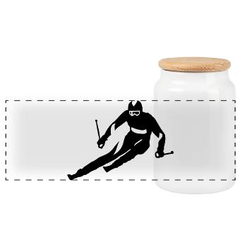 Ski - Boîte à biscuits avec couvercle en bois - blanc - Devant