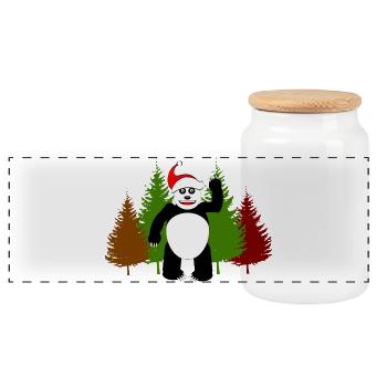 PÈRE NOËL PANDA - Boîte à biscuits avec couvercle en bois - blanc - Devant