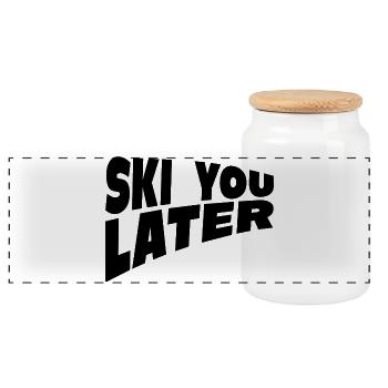 Ski You Later Fun Ski Spruch - Panorama Keksdose mit Holzdeckel - Weiß - Vorne