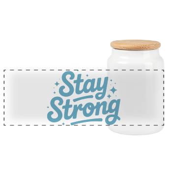 Scénario Stay Strong avec des stars - Boîte à biscuits avec couvercle en bois - blanc - Devant