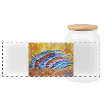 Happy Pisces - Panoramic Cookie Jar with Wooden Lid - white - Front