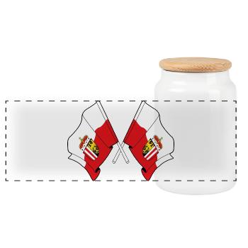 Upper Austria Crossed Flags - Panoramic Cookie Jar with Wooden Lid - white - Front
