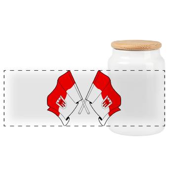 Vorarlberg Flags Crossed - Panoramic Cookie Jar with Wooden Lid - white - Front
