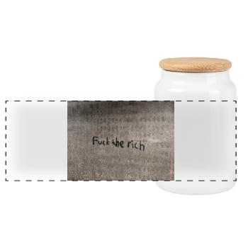 fuck the rich - Panorama Keksdose mit Holzdeckel - Weiß - Vorne