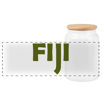 Fiji - Fiji - Islands - Pacific - South Seas - Panoramic Cookie Jar with Wooden Lid - white - Front