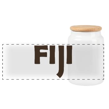 Fiji - Fiji - Islands - Pacific - South Seas - Panoramic Cookie Jar with Wooden Lid - white - Front