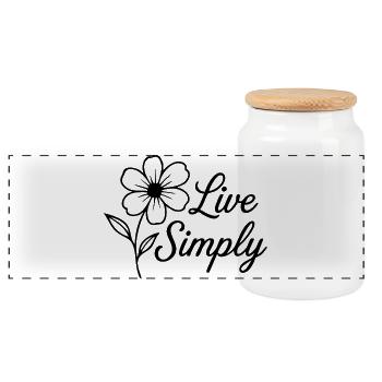 Live Simply - Panoramic Cookie Jar with Wooden Lid - white - Front