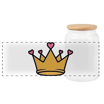 Cute Princess Crown Hearts Vector - Panoramic Cookie Jar with Wooden Lid - white - Front