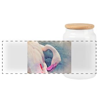 Flamant - Boîte à biscuits avec couvercle en bois - blanc - Devant