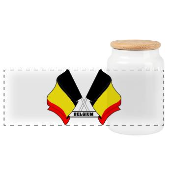 Drapeaux croisés de la Belgique - Boîte à biscuits avec couvercle en bois - blanc - Devant