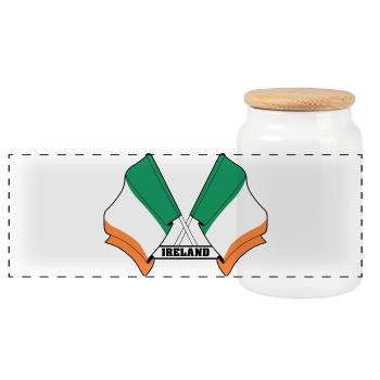 Ireland Flag Crossed - Panoramic Cookie Jar with Wooden Lid - white - Front