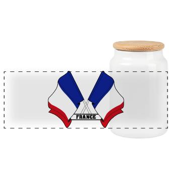 Drapeau français croisé - Boîte à biscuits avec couvercle en bois - blanc - Devant