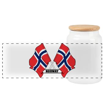 Norwegen-Kreuzflaggen - Panorama Keksdose mit Holzdeckel - Weiß - Vorne