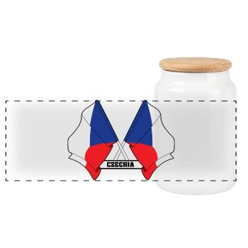 RÉPUBLIQUE TCHÈQUE – Drapeaux croisés - Boîte à biscuits avec couvercle en bois - blanc - Devant