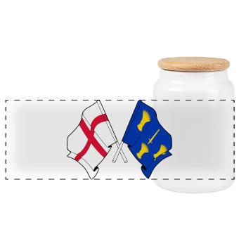 Cheshire & England Crossed Flags - Panoramic Cookie Jar with Wooden Lid - white - Front