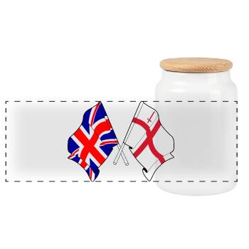 City of London & Great Britain Flags - Panoramic Cookie Jar with Wooden Lid - white - Front