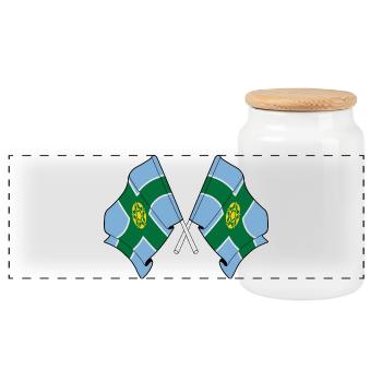 Drapeaux du Derbyshire croisés - Boîte à biscuits avec couvercle en bois - blanc - Devant