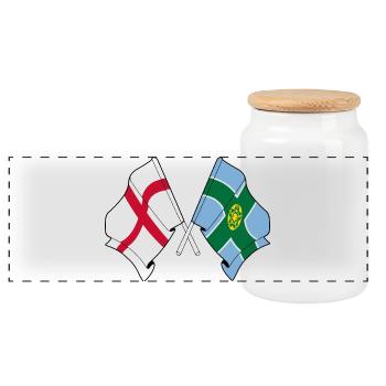 Derbyshire x England Flags - Panoramic Cookie Jar with Wooden Lid - white - Front