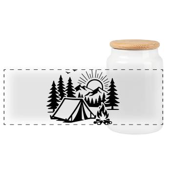 Camp nature sous tente - Boîte à biscuits avec couvercle en bois - blanc - Devant