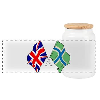 Gloucestershire & Great Britain Flag - Panoramic Cookie Jar with Wooden Lid - white - Front